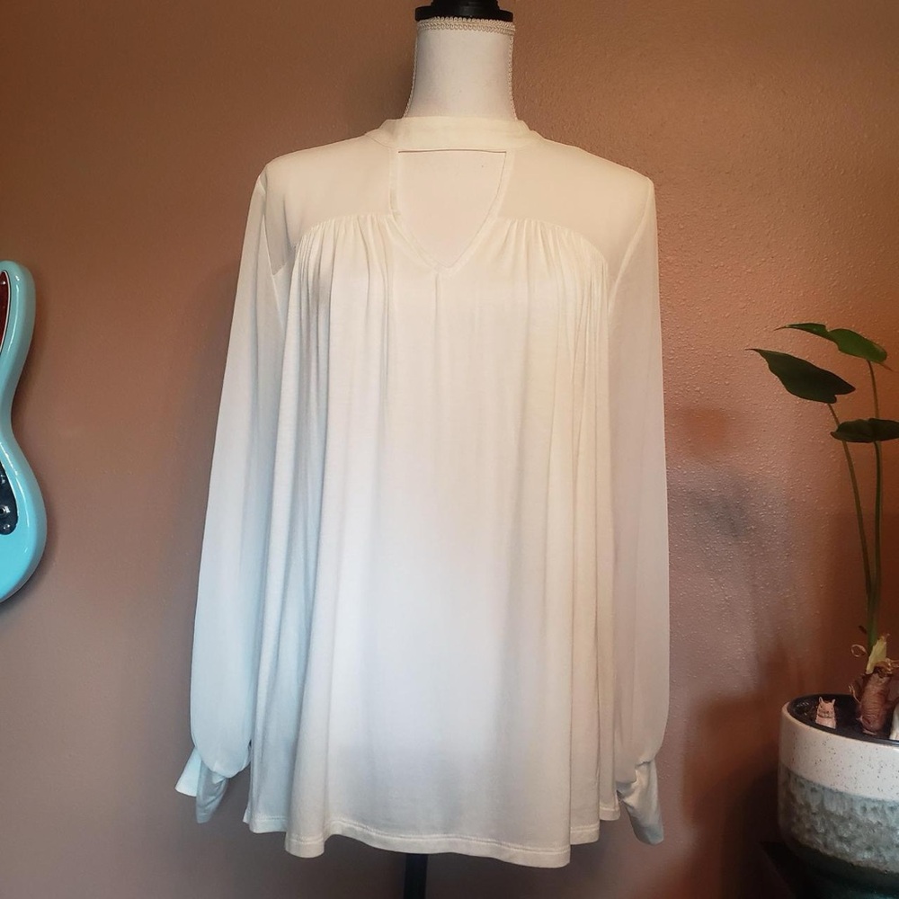 Maurices Cream Blouse with Long Sleeves